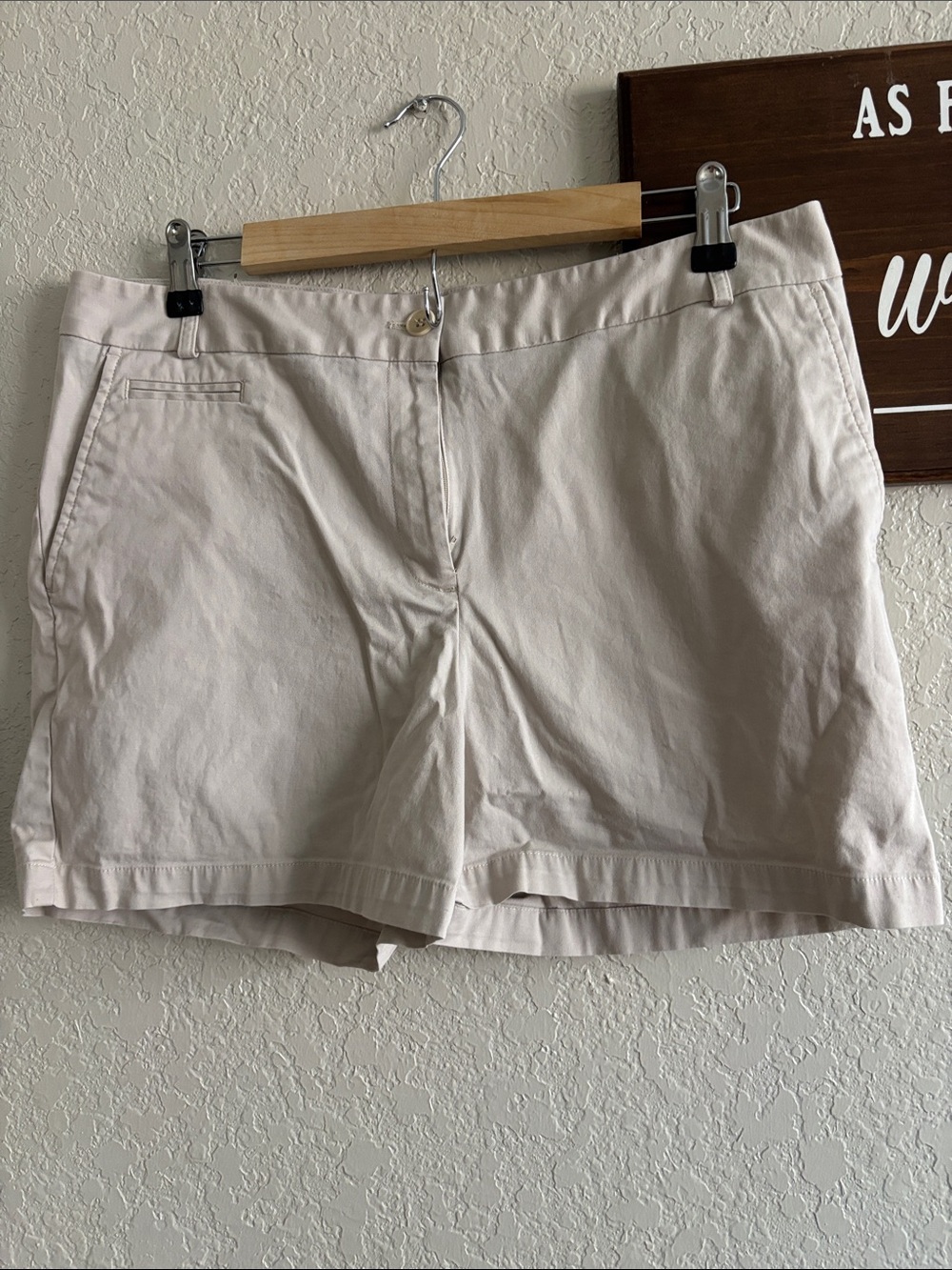 Talbots Light Beige Cotton Blend Bermuda Shorts